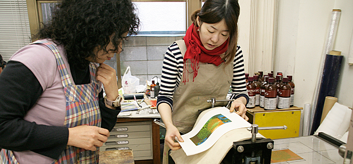 ふなばし美術学院版画科実習風景