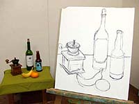 3.構図が決まったら、キャンバスに下書きをします。