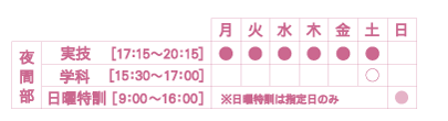 夜間部タイムテーブル