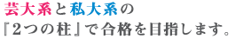   芸大系と私大系の 『2つの柱』で合格を目指します。