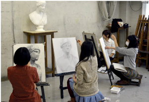 美術総合受験科　講評風景