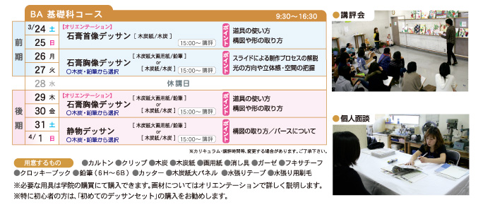 2012年度 春期講習会 基礎科 高校生 カリキュラム