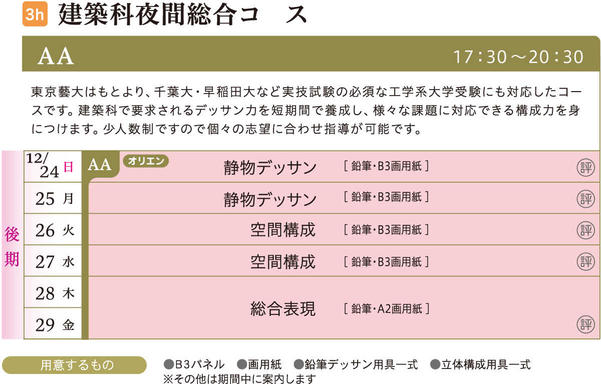 建築科 カリキュラム