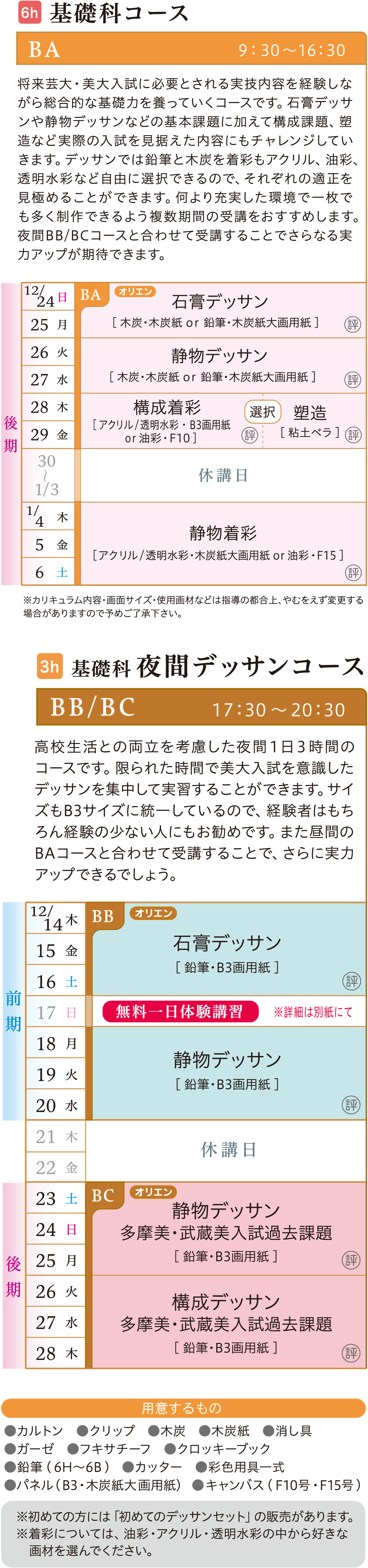 基礎科 カリキュラム